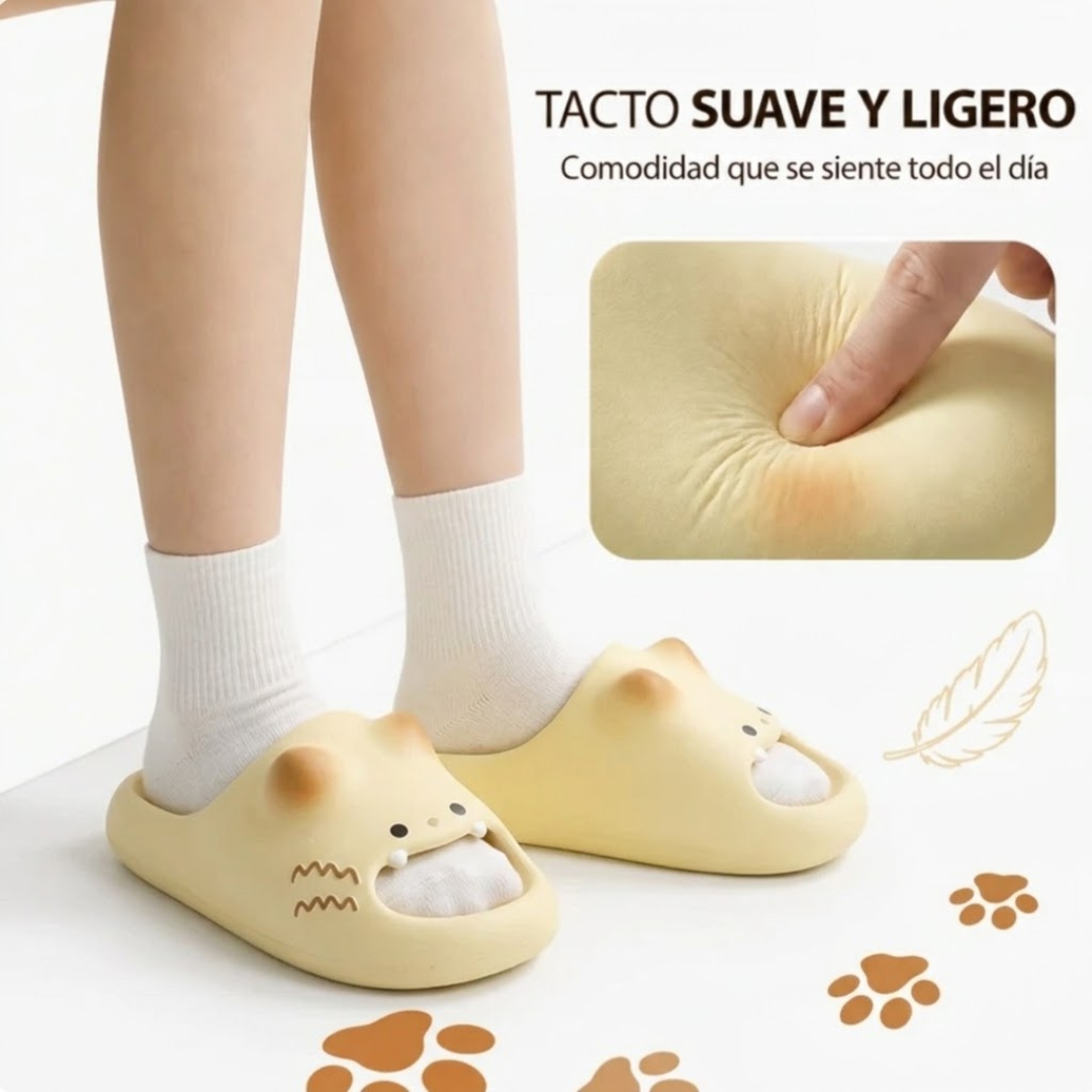 Kivoro™ - Pantuflas de Gato con Huellitas Antideslizantes