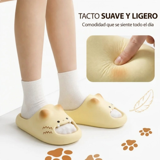 Kivoro™ - Pantuflas de Gato con Huellitas Antideslizantes